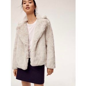 Aritzia Sunday Best Mortimer Cream Faux Fur Jacket